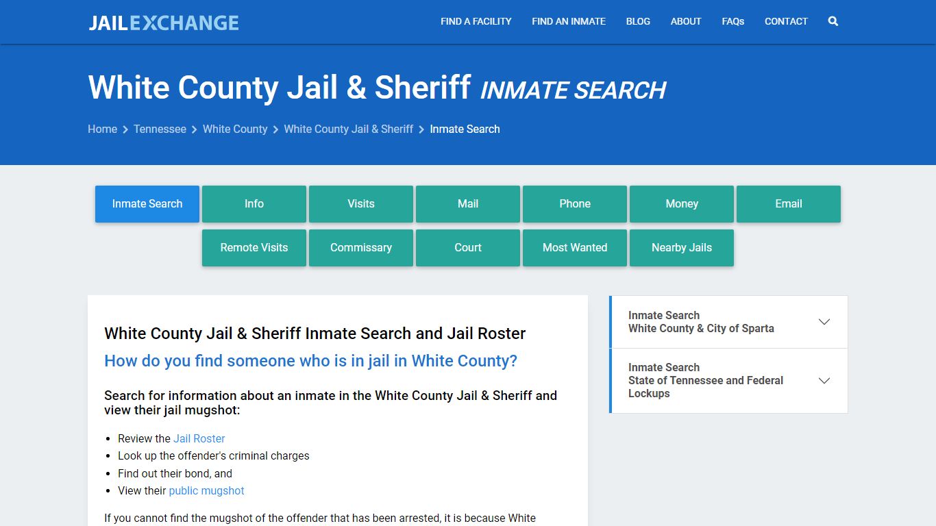 Inmate Search: Roster & Mugshots - White County Jail & Sheriff, TN